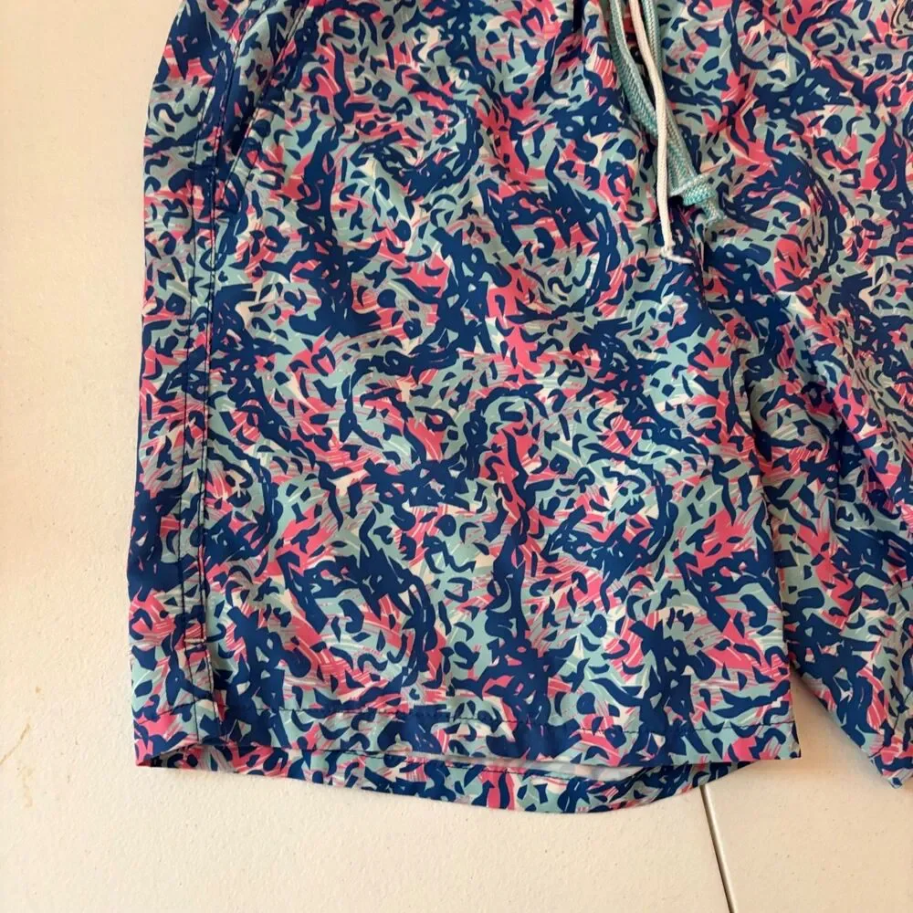 Peter Millar Swim Trunks Boy's Large Colorful Printed Shark Bathing Suit